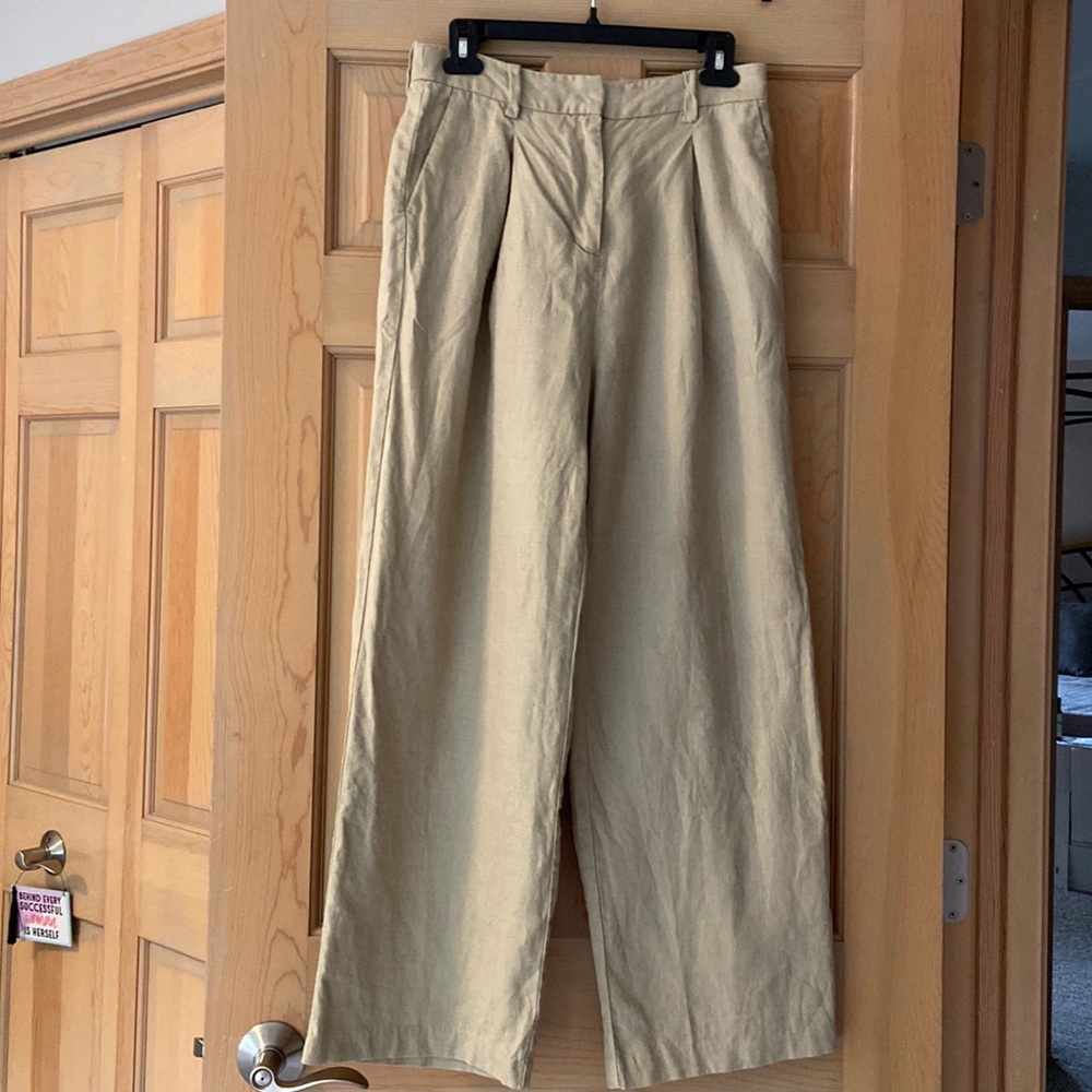 Oak + Fort linen wide leg pants size 4